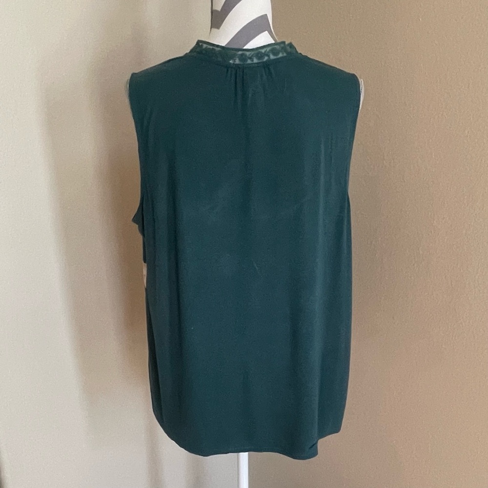 A New Day Dark Green Floral Blouse - Size: XXL - Picture 3 of 6